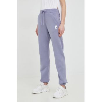 Adidas pantaloni de trening femei, culoarea violet, neted ieftin