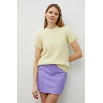 American Vintage pulover de lana femei, culoarea galben, light