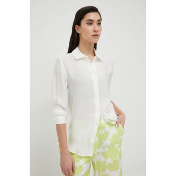 Armani Exchange camasa femei, culoarea alb, cu guler clasic, regular de firma originala