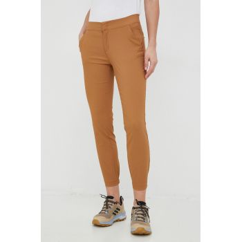 Columbia pantaloni de exterior Firwood Camp II femei, culoarea maro, drept, medium waist