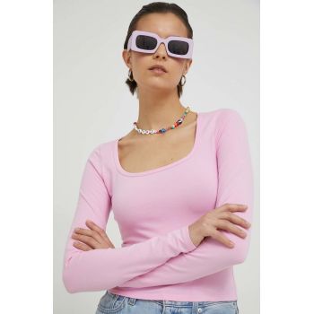 Hollister Co. tricou din bumbac femei, culoarea roz