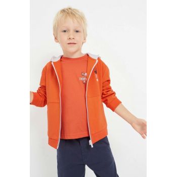 Mayoral bluza copii culoarea portocaliu, cu glugă, cu imprimeu