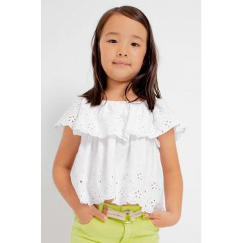 Mayoral bluza de bumbac pentru copii culoarea alb, neted