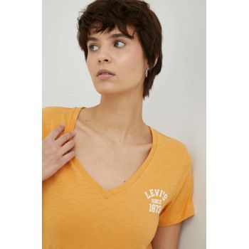 Levi's tricou din bumbac culoarea portocaliu