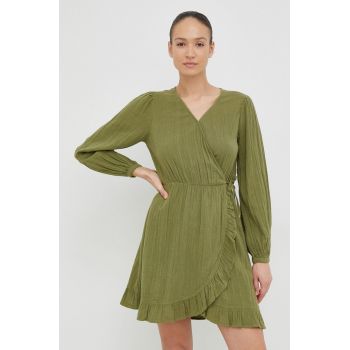Roxy rochie din bumbac culoarea verde, mini, drept de firma originala