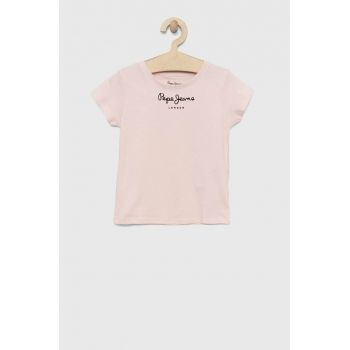Pepe Jeans tricou de bumbac pentru copii Culoarea roz