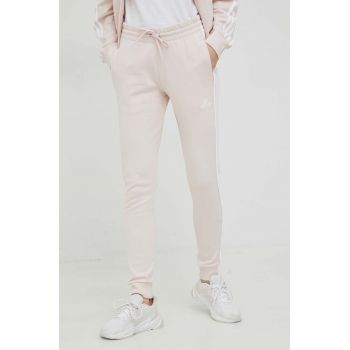 adidas pantaloni de trening culoarea roz, cu imprimeu ieftin
