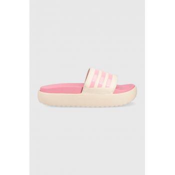 adidas papuci Femei, culoarea roz, cu platforma