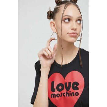 Love Moschino tricou din bumbac culoarea negru