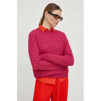 Samsoe Samsoe pulover de lână femei, culoarea roz, light