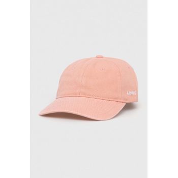 Levi's șapcă de baseball din bumbac culoarea roz, neted
