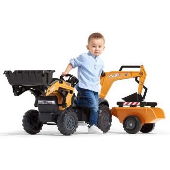 Tractor cu pedale pentru copii Falk cu incarcator si excavator