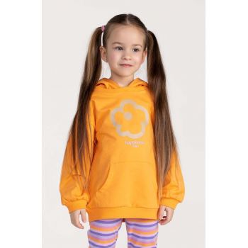 Coccodrillo bluza copii culoarea portocaliu, cu glugă, cu imprimeu