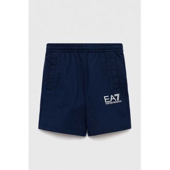 EA7 Emporio Armani pantaloni scurți din bumbac pentru copii culoarea albastru marin