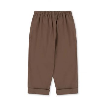 Konges Sløjd pantaloni de bumbac pentru copii culoarea maro, neted