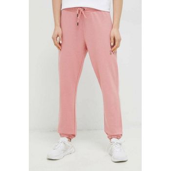 Dkny pantaloni de trening culoarea roz, cu imprimeu