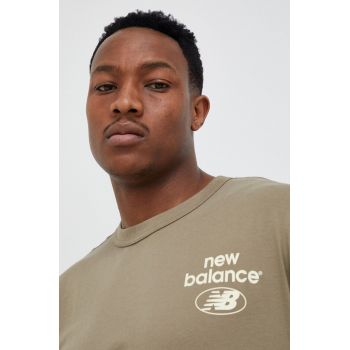 New Balance tricou din bumbac culoarea verde ieftin