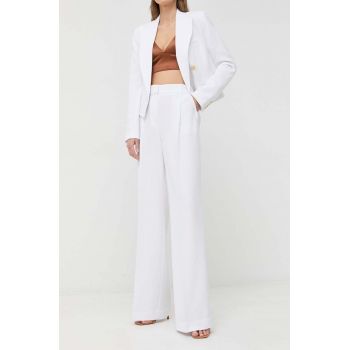 MICHAEL Michael Kors pantaloni femei, culoarea alb, drept, high waist