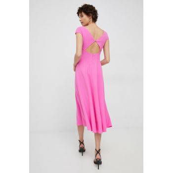 Emporio Armani rochie culoarea roz, midi, evazati de firma originala