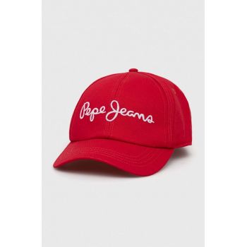 Pepe Jeans șapcă de baseball din bumbac Wally culoarea rosu, cu imprimeu