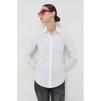 Armani Exchange camasa femei, culoarea alb, cu guler clasic, slim de firma originala