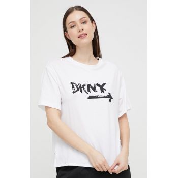 Dkny tricou de pijama culoarea alb ieftine