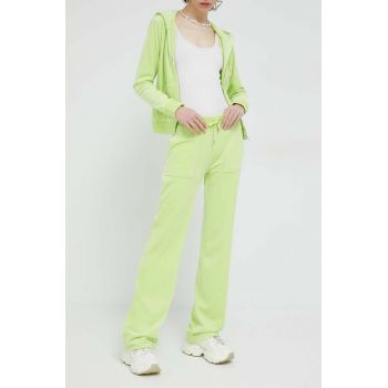 Juicy Couture pantaloni de trening culoarea verde, neted ieftin