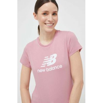 New Balance tricou din bumbac culoarea roz