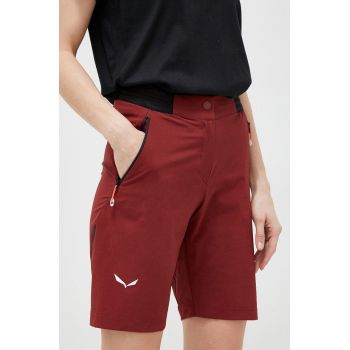 Salewa pantaloni scurți outdoor Pedroc DST culoarea bordo, neted, medium waist