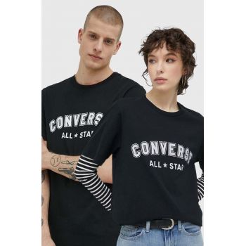 Converse tricou din bumbac culoarea negru, cu imprimeu 10024566.A02-CONVERSEBL de firma original