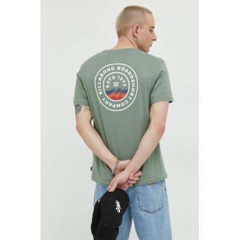 Billabong tricou din bumbac culoarea verde, cu imprimeu de firma original