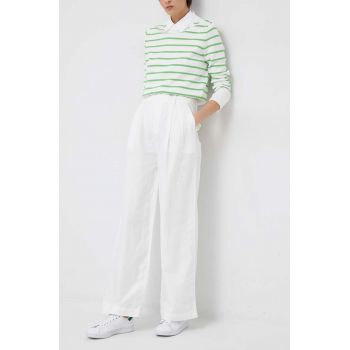 GAP pantaloni din in culoarea alb, lat, high waist