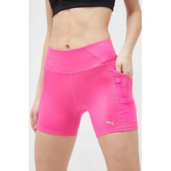 Puma pantaloni scurți de alergare Favorite culoarea roz, uni, high waist 523177