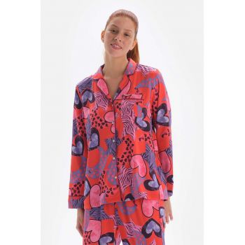Camasa de pijama cu imprimeu grafic la reducere