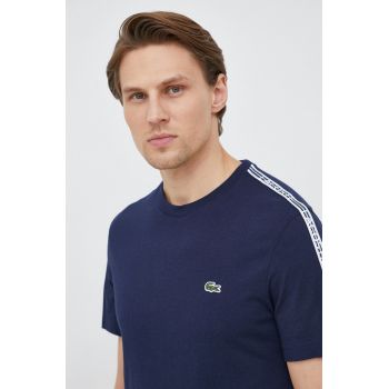 Lacoste tricou din bumbac culoarea bleumarin, cu imprimeu TH5071-001