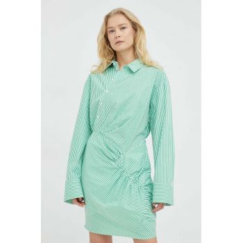 Herskind rochie din bumbac culoarea verde, mini, drept