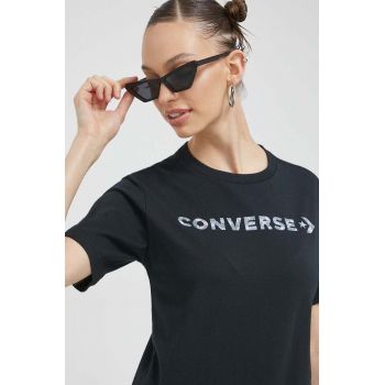 Converse tricou din bumbac culoarea negru