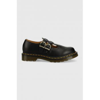 Dr. Martens pantofi de piele femei, culoarea negru, cu toc plat DM12916001.8065.Mary-Black.Smth de firma originali