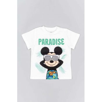 zippy tricou de bumbac pentru copii x Disney culoarea alb, cu imprimeu