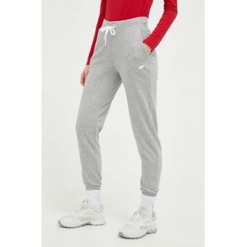 4F pantaloni de trening culoarea gri, neted de firma original