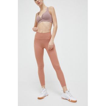 adidas Performance colanti Yoga Studio Luxe femei, culoarea portocaliu, neted