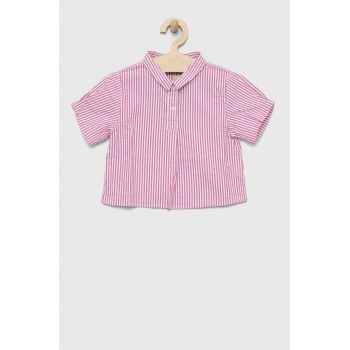 United Colors of Benetton camasa de bumbac pentru copii culoarea roz