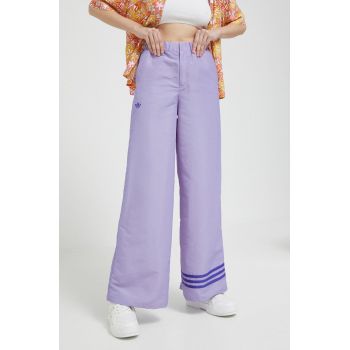 adidas Originals pantaloni femei, culoarea violet, cu imprimeu