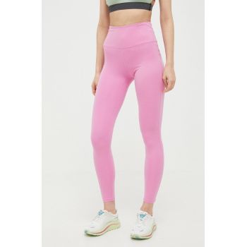 Roxy leggins de antrenament Heart Into It x Mizuno culoarea roz, neted