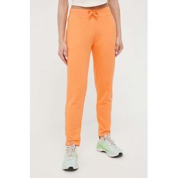 4F pantaloni de trening culoarea portocaliu, neted ieftin