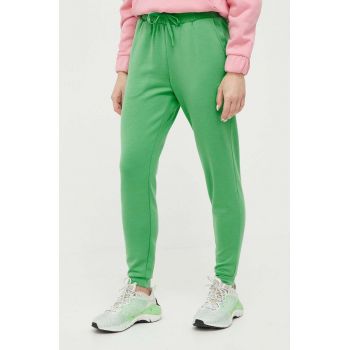 4F pantaloni de trening culoarea verde, neted ieftin