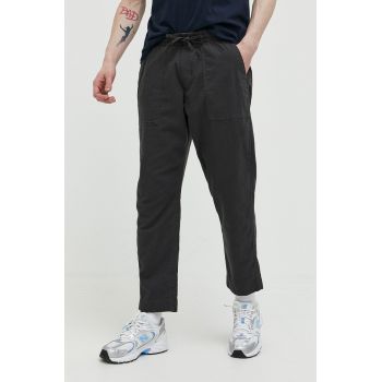 Abercrombie & Fitch pantaloni din amestec de in culoarea gri, drept la reducere