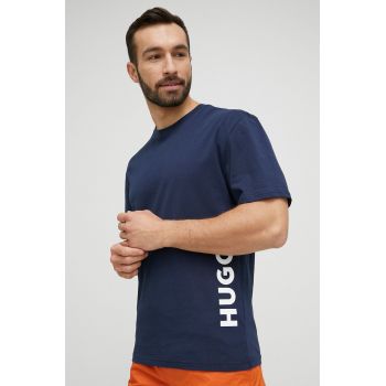 HUGO tricou de plajă culoarea bleumarin, cu imprimeu 50493727
