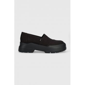 Toms pantof Alpargata Combat Low femei, culoarea negru, cu platforma, 10019548 ieftini