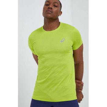 Asics tricou de alergare Core culoarea verde, neted ieftin